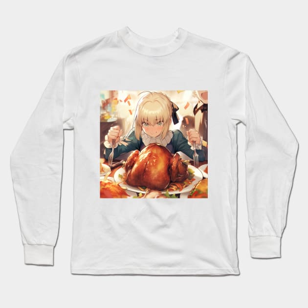 saber thanksgiving Long Sleeve T-Shirt by WabiSabi Wonders